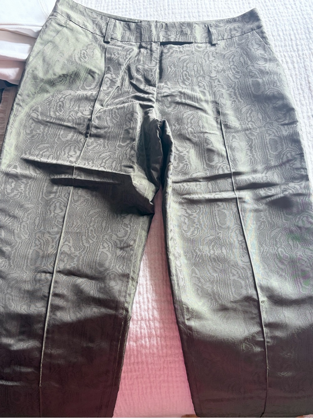 Escada women’s Dress Pants in Olive Green Jacquard
